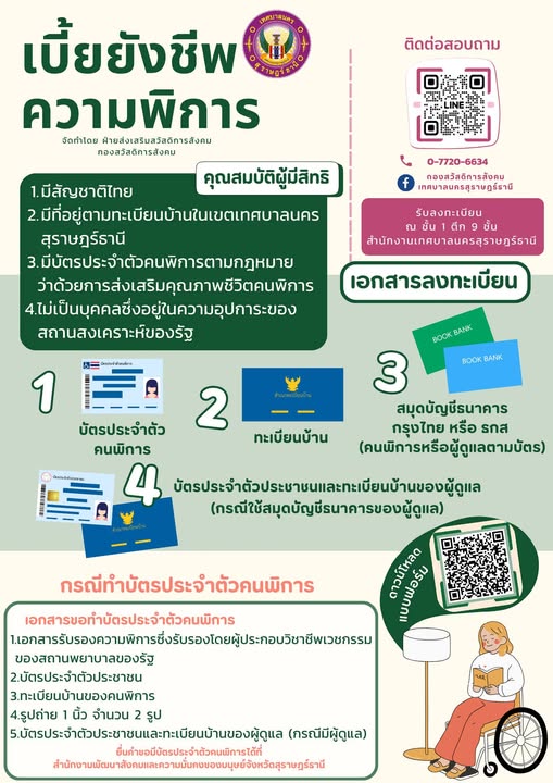 ขอเชิญชวนคนพิการ ที่มีบัตรประจำตัวคนพิการ มายื่นคำขอรับเบี้ย ... Image 1