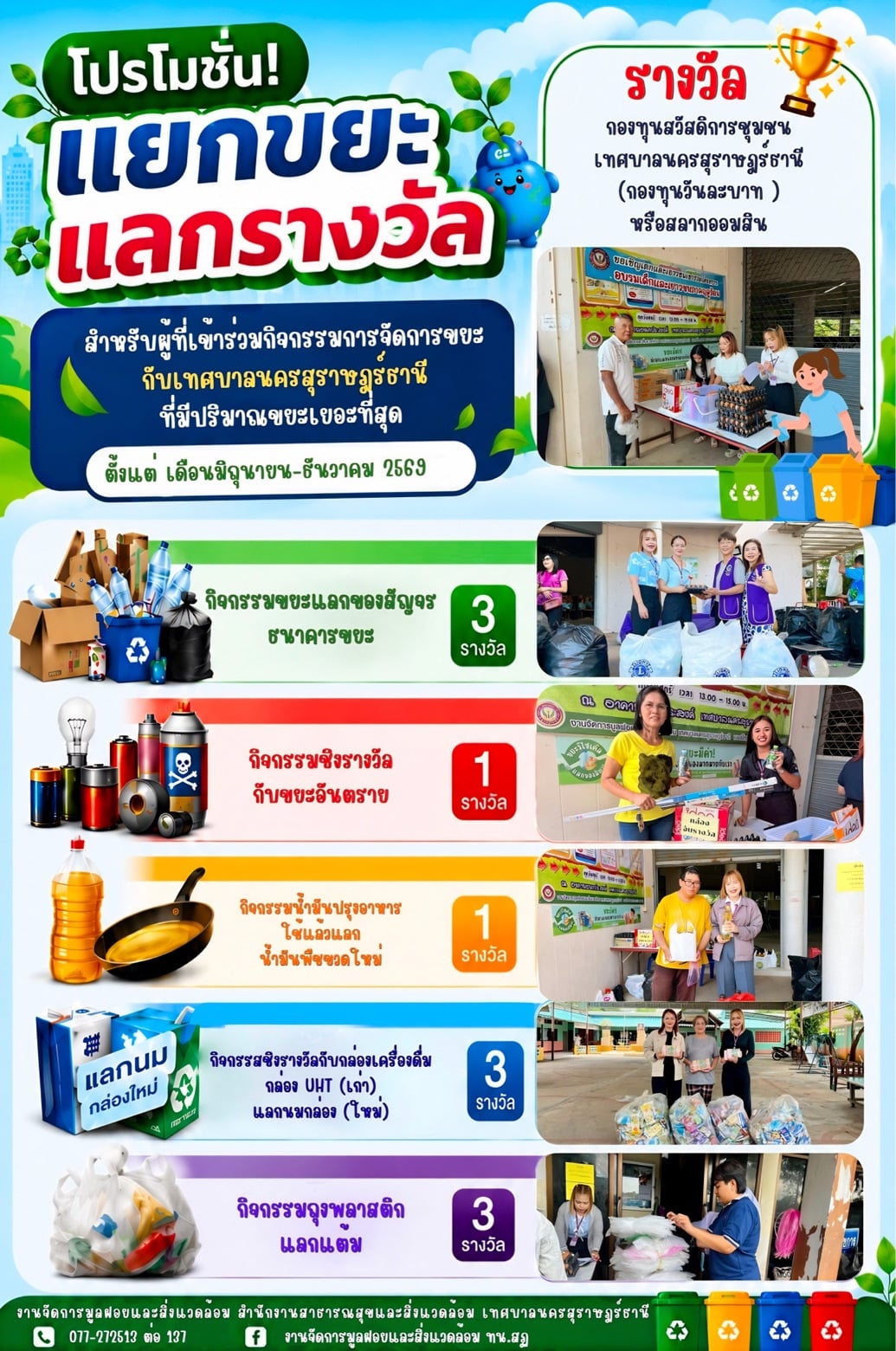 เทศบาลนครสุราษฎร์ธานี ชวนพ่อแม่พี่น้องมาร่วมใจ "แยกขยะ แลกรา ... รูปภาพ 1
