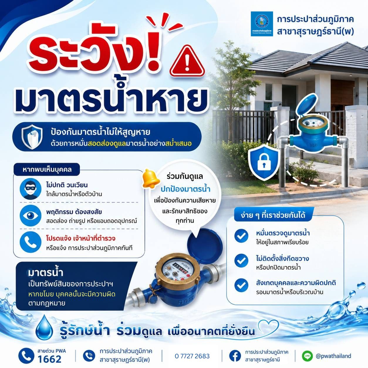 ข่าวประชาสัมพันธ์ จาก การประปาส่วนภูมิภาคสาขาสุราษฎร์ธานี รูปภาพ 1
