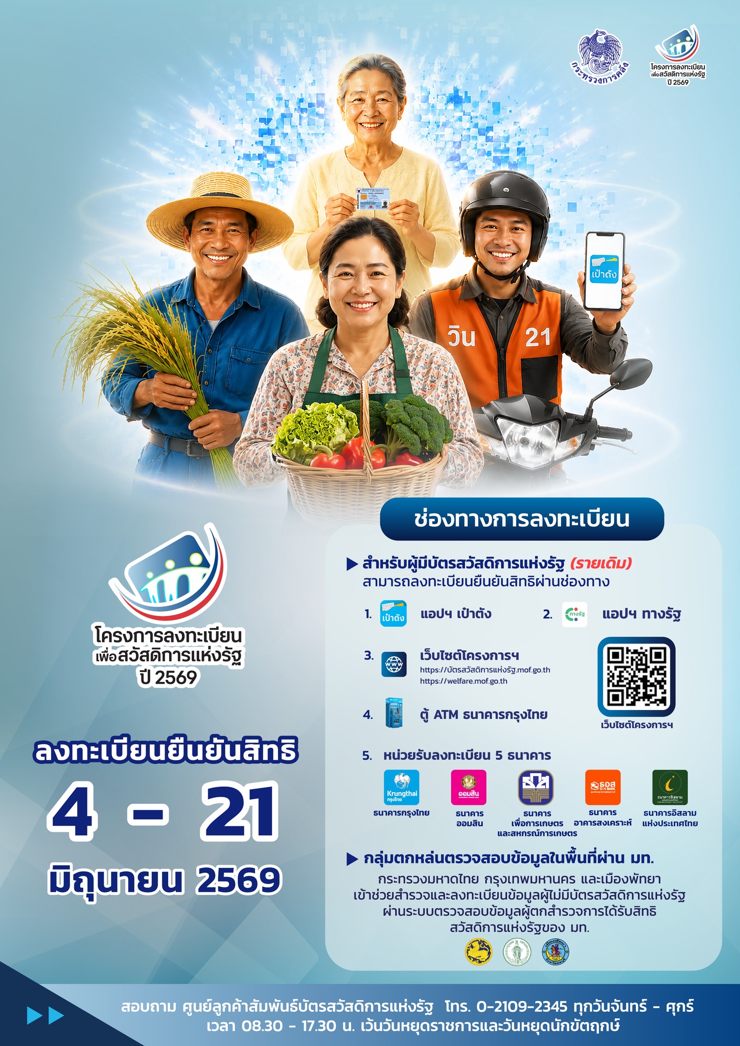 เริ่มแล้ววันนี้! ลงทะเบียนยืนยันสิทธิ “บัตรสวัสดิการแห่งรัฐ  ... Image 1