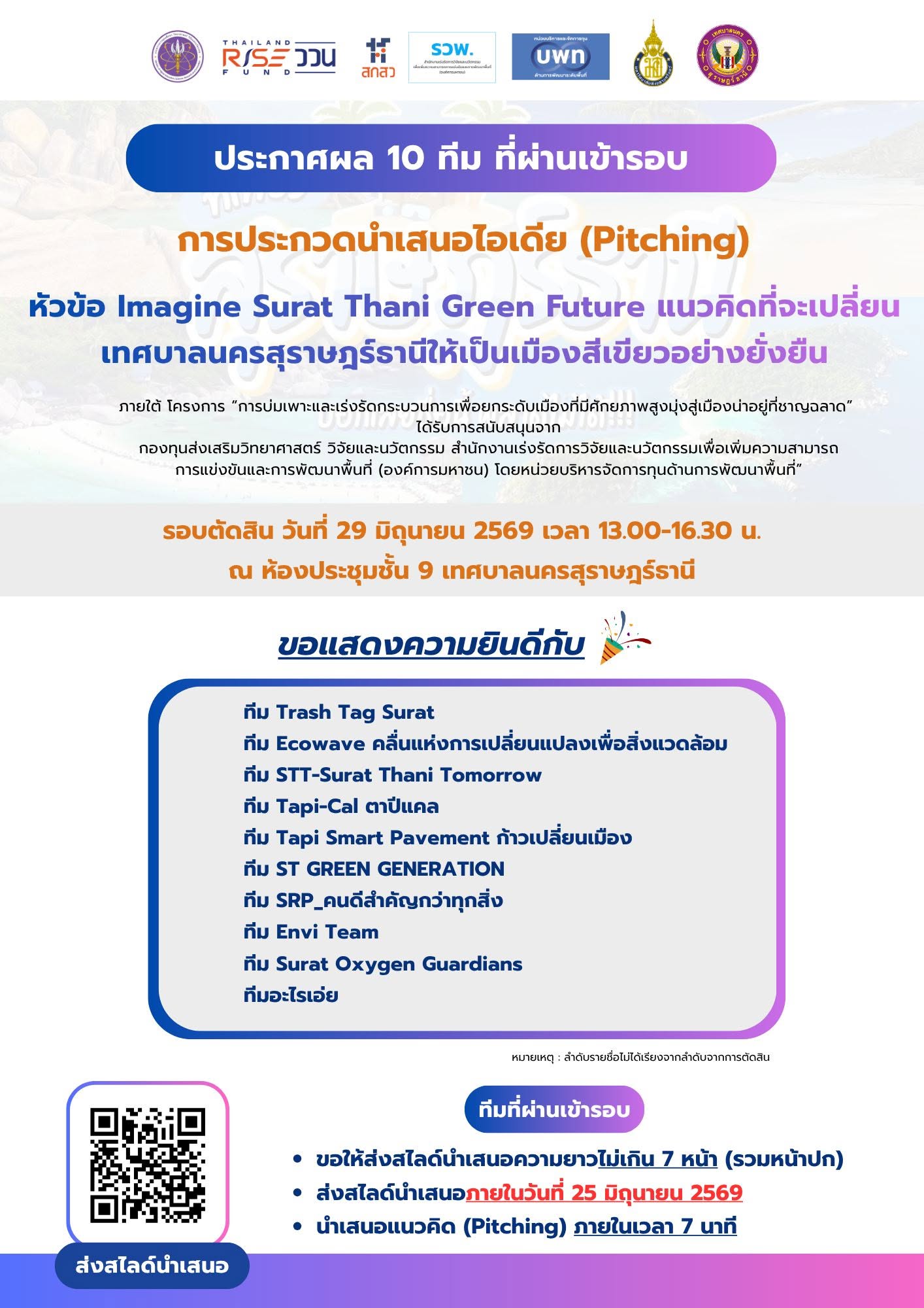 ประกาศผล 10 ทีม ที่ผ่านเข้ารอบ การประกวดนำเสนอไอเดีย (Pitchi ... Image 1