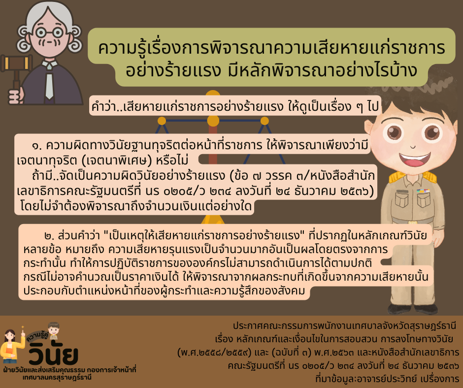 ความรู้เรื่องการพิจารณาความเสียหายแก่ราชการอย่างร้ายแรง Image 1