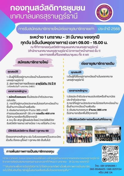 ประชาสัมพันธ์จากกองทุนสวัสดิการชุมชนเทศบาลนครสุราษฎร์ธานี Image 1