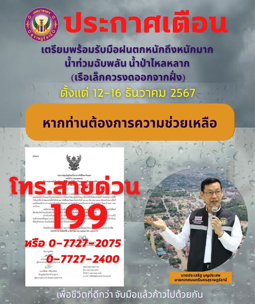 ประกาศศูนย์อุตุนิยมวิทยาภาคใต้ฝั่งตะวันออก ฉบับที่ 1 (71/256 ... Image 1